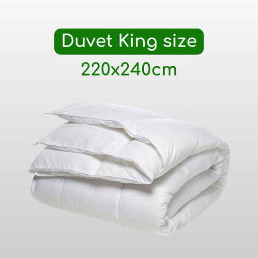 King Size 220 x 240 cm. A soft and comfortable duvet, vacuum-packaged.