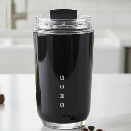 SMEG Wall Mug, 240ml Insulated Stainless Steel Coffee mug, Black