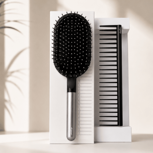 Dyson Designed Detangling Comb & Paddle Brush Styling Set, for Supersonic Hair Dryer HS03, Nickel - BusDeals