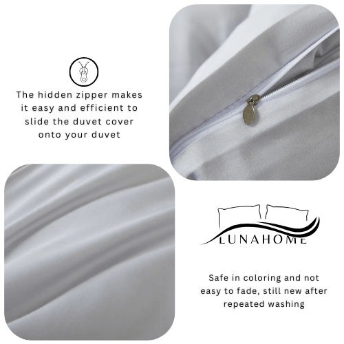 Premium Queen/Double size 6 pieces Bedding Set without filler, Plain Light Gray Color