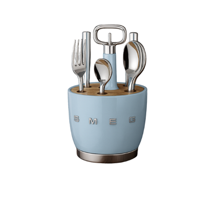Set for 6 person, complete set. Retro Stainless Steel Cutlery Set for Kitchen, Blue