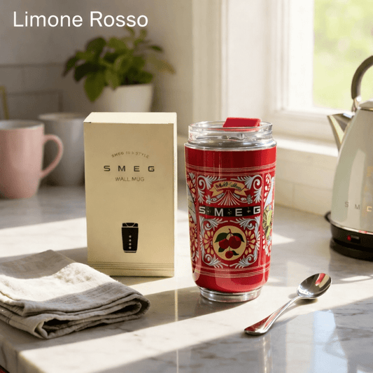 240ML Smeg Beverage Cup Travel Portable Car Drinking Cup Stainless Steel Vacuum Leak proof Coffee Thermos, Limone Rosso - BusDeals