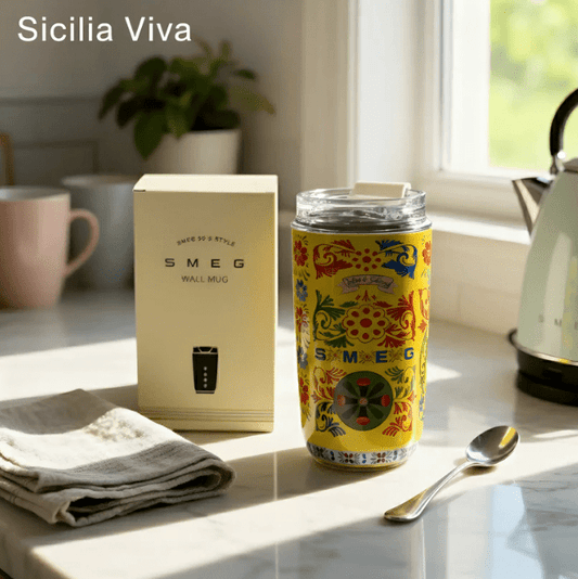 240ML Smeg Beverage Cup Travel Portable Car Drinking Cup Stainless Steel Vacuum Leak proof Coffee Thermos, Sicilia Viva - BusDeals