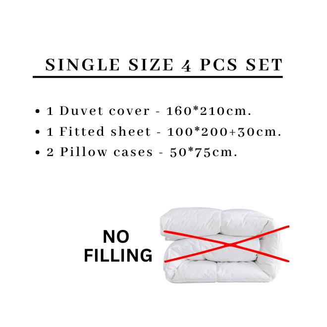 4 piece single size bed linen set in Scandinavian style with marble pattern. - BusDeals