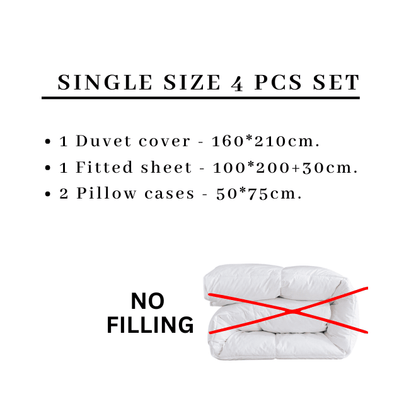 4 piece single size bed linen set in Scandinavian style with marble pattern. - BusDeals