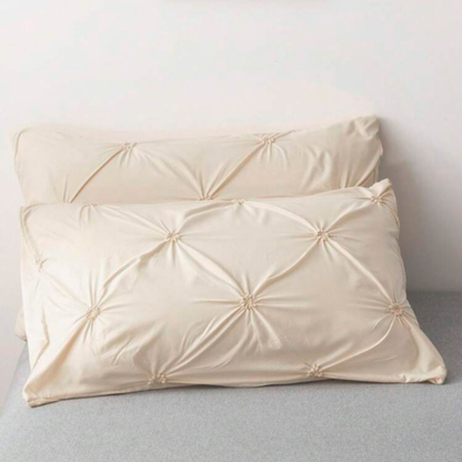 Premium 6 Piece King Size Duvet Cover Pinch Flower Design, Solid Nude Beige color.