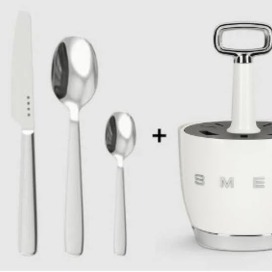 smeg Retro Style Cutlery Set - cream white