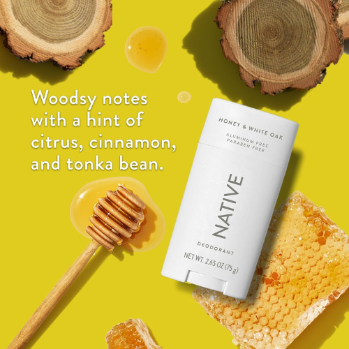 Native Deodorant - Honey & White Oak - 72 Hour Odor Control,  with Baking Soda, Coconut Oil and Shea Butter.
