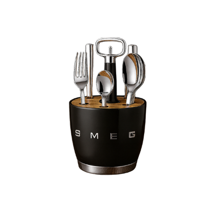 Set for 6 person, complete set. Retro Stainless Steel Cutlery Set for Kitchen, Black