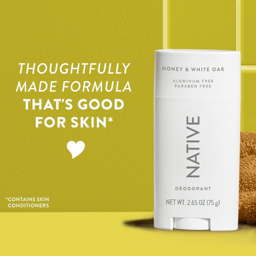 Native Deodorant - Honey & White Oak - 72 Hour Odor Control,  with Baking Soda, Coconut Oil and Shea Butter.