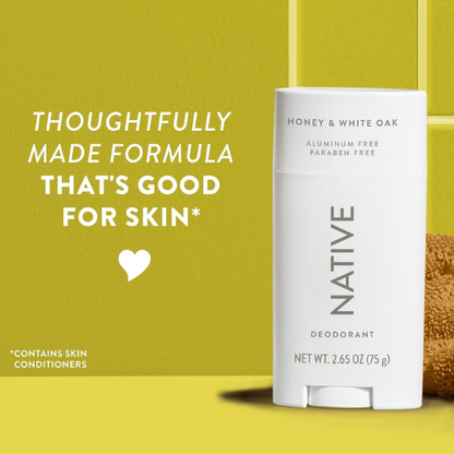 Native Deodorant - Honey & White Oak - 72 Hour Odor Control,  with Baking Soda, Coconut Oil and Shea Butter.