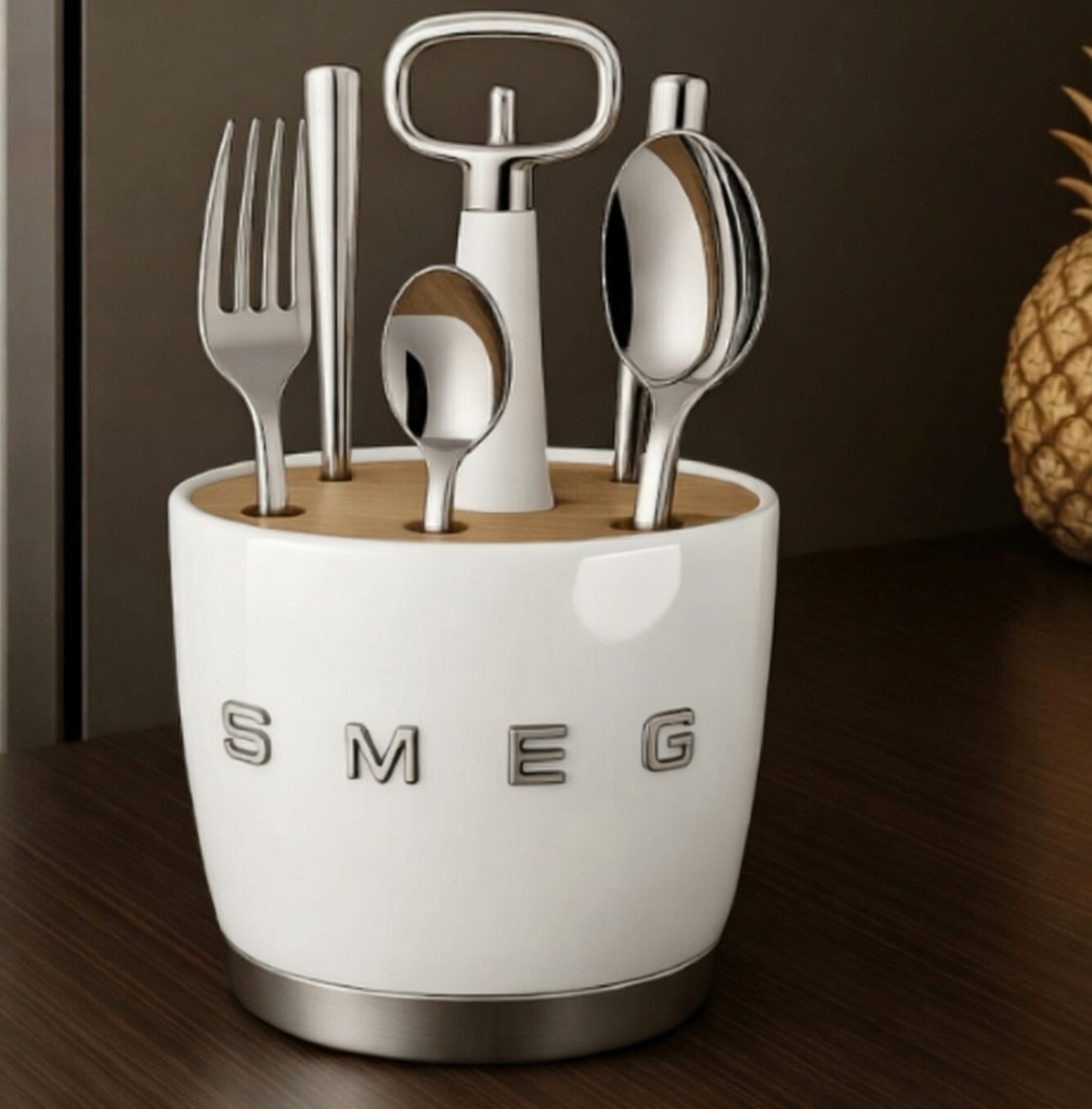 smeg Retro Style Cutlery Set - cream white