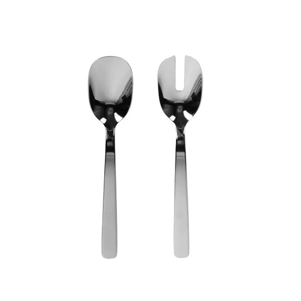 Stainless steel spoon and fork on a white background