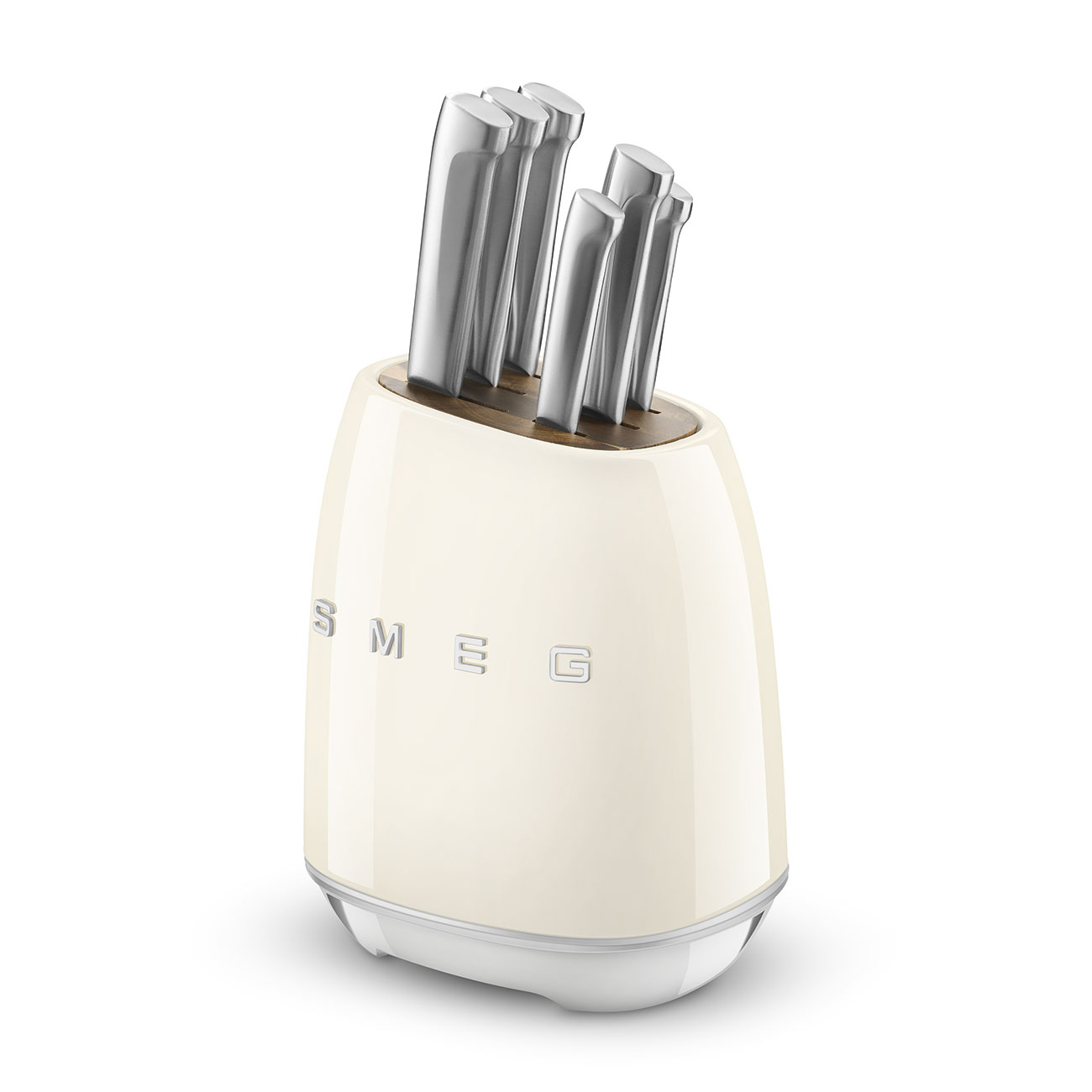 SMEG Knife Set – Complect set 6-Piece Stainless Steel and Knife Block, Italian Design. Cream