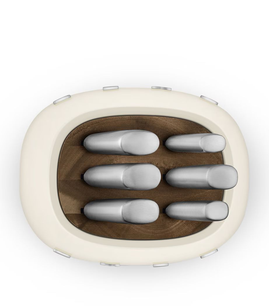 SMEG Knife Set – Complect set 6-Piece Stainless Steel and Knife Block, Italian Design. Cream