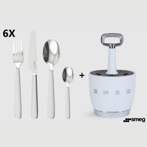 Set for 6 person, complete set. Retro Stainless Steel Cutlery Set for Kitchen, Blue