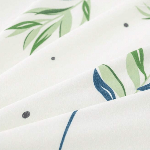 King size 6 Pieces Botanical fresh Green Leaf/Leaves Reversible Design.