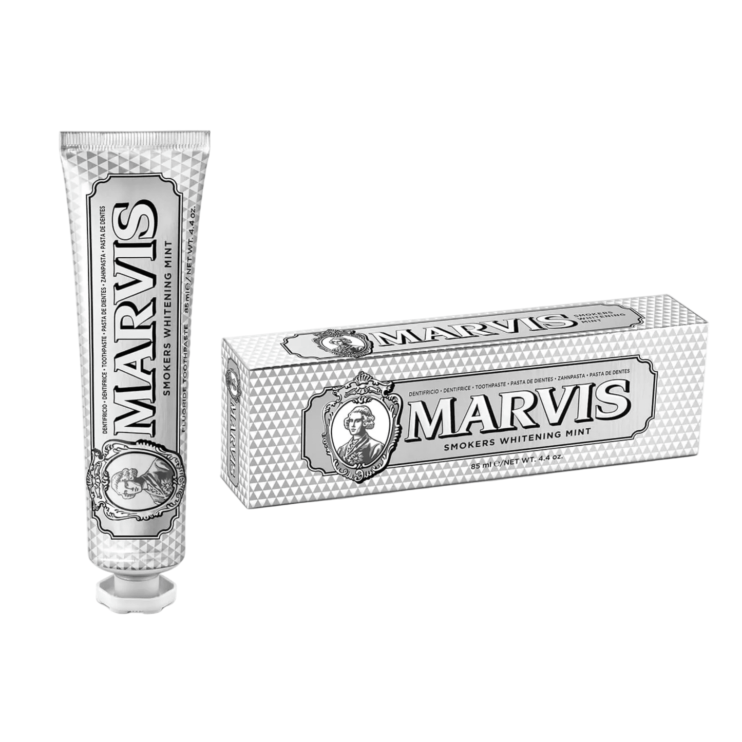 Marvis Smokers Whitening Toothpaste, Mint, 85ml, Promotes the Natural Whitening of the Teeth, Plaque Removal Toothpaste, Long-Lasting Freshness