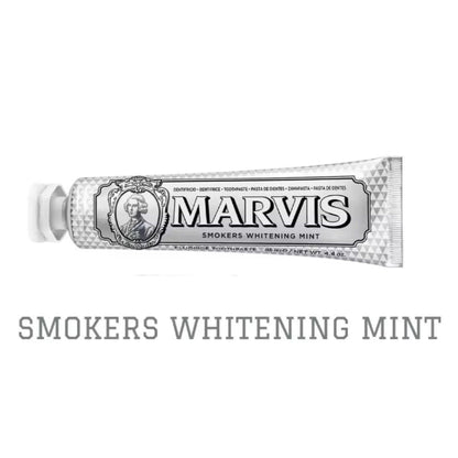 Marvis Smokers Whitening Toothpaste, Mint, 85ml, Promotes the Natural Whitening of the Teeth, Plaque Removal Toothpaste, Long-Lasting Freshness