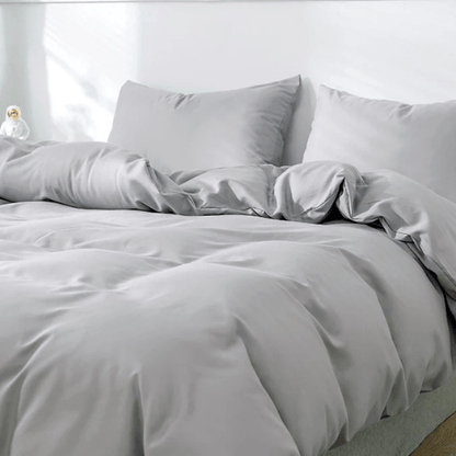 Premium Queen/Double size 6 pieces Bedding Set without filler, Plain Light Gray Color