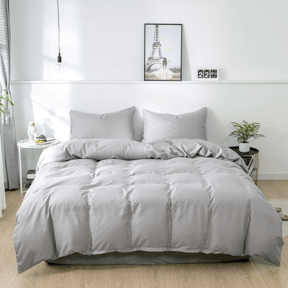 Premium Queen/Double size 6 pieces Bedding Set without filler, Plain Light Gray Color
