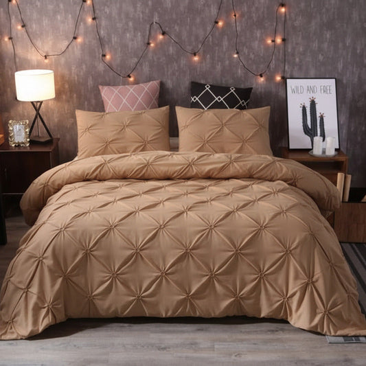 Premium King size 6 pieces Without filler, Pinch pleat plain yellow gold color , Bedding Set - BusDeals