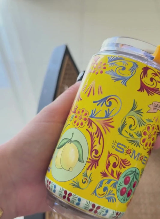 240ML Smeg Beverage Cup Travel Portable Car Drinking Cup Stainless Steel Vacuum Leak proof Coffee Thermos, Sicilia Viva