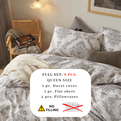 Queen size 6 - piece 3D duvet cover set vintage print. - BusDeals