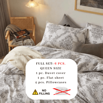 Queen size 6 - piece 3D duvet cover set vintage print. - BusDeals