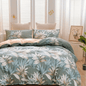 Queen size 6 piece bedding set with green leaf pattern, very soft quality.