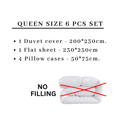 Queen Size 6 Pieces, Reversible Style Duvet Cover Set, Roses Design with Dark Khaki Color.