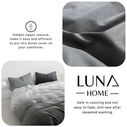 Queen size 6 pieces, Ombré Dark Grey Bedding set.