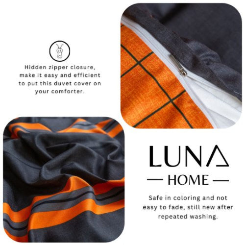 Queen/Double Size 6 Pieces, Color Stripes Design, Duvet Cover Set without Filler - BusDeals