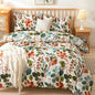 Queen size Bedding Set without filler 6 pieces , Green Color Leaves Design