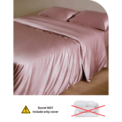 Silky Satin, King Size 6-Piece Duvet Cover Set, Plain Pink Color.