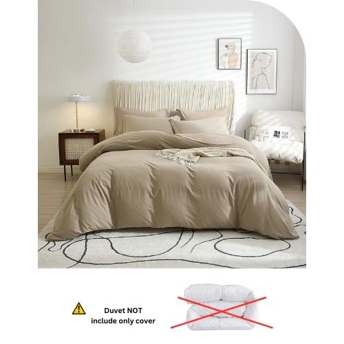 Single size 4 pieces extra soft bedding set, Washable Cotton Beige Color.