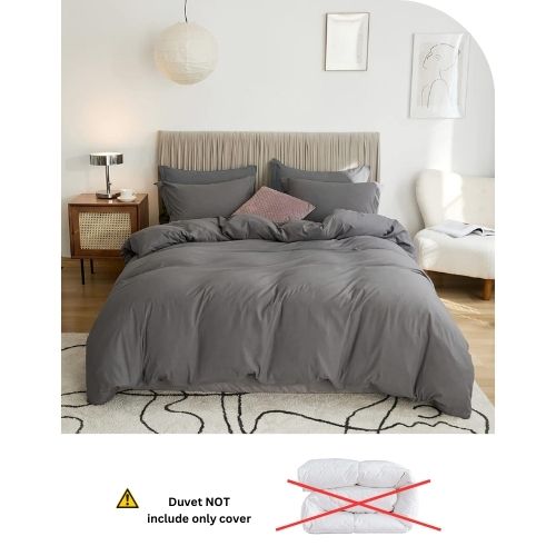 Single Size 4 Pieces extra soft Bedding Set, Washable Cotton Dark Gray Color.