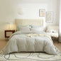 Single Size 4 Pieces Bedding Set, Washable Cotton Light Gray Color. - BusDeals