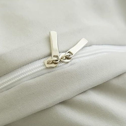Single Size 4 Pieces Bedding Set, Washable Cotton Light Gray Color. - BusDeals