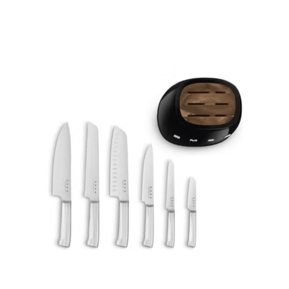 SMEG Knife Set – Complect set 6-Piece Stainless Steel and Knife Block, Italian Design. Black