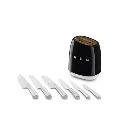 SMEG Knife Set – Complect set 6-Piece Stainless Steel and Knife Block, Italian Design. Black