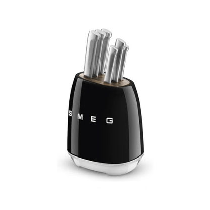 SMEG Knife Set – Complect set 6-Piece Stainless Steel and Knife Block, Italian Design. Black