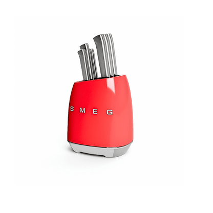 SMEG Knife Set – Complect set 6-Piece Stainless Steel and Knife Block, Italian Design. Red