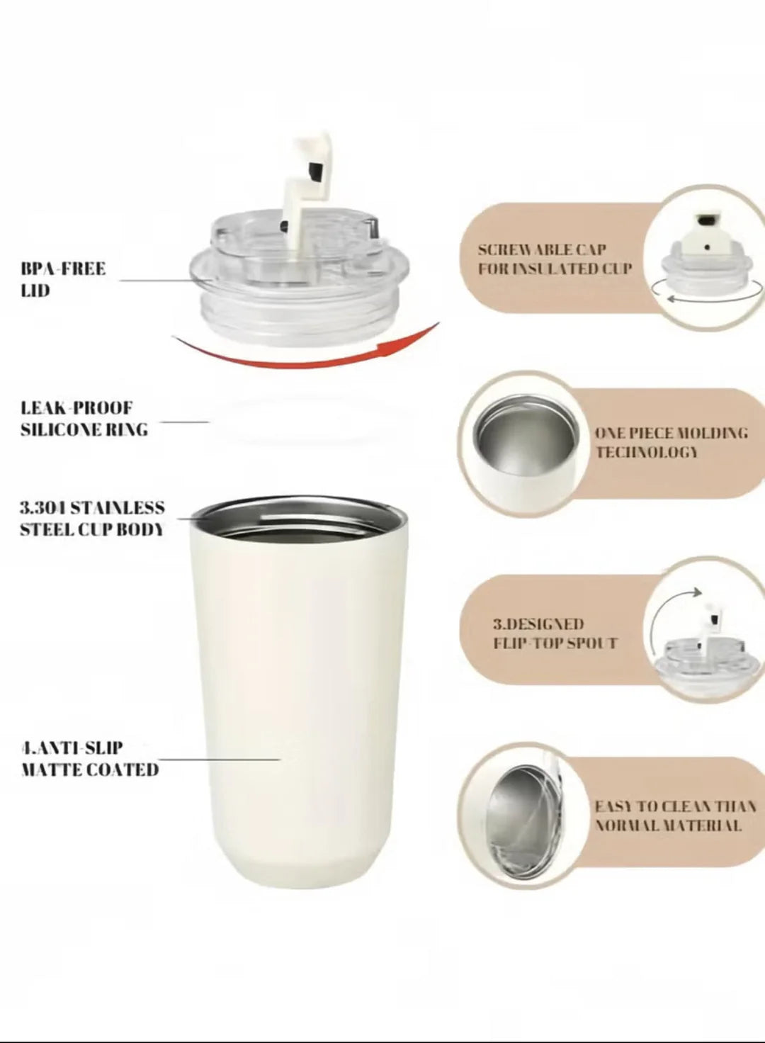 smeg Wall Mug, 240ml Insulated Stainless Steel Coffee mug