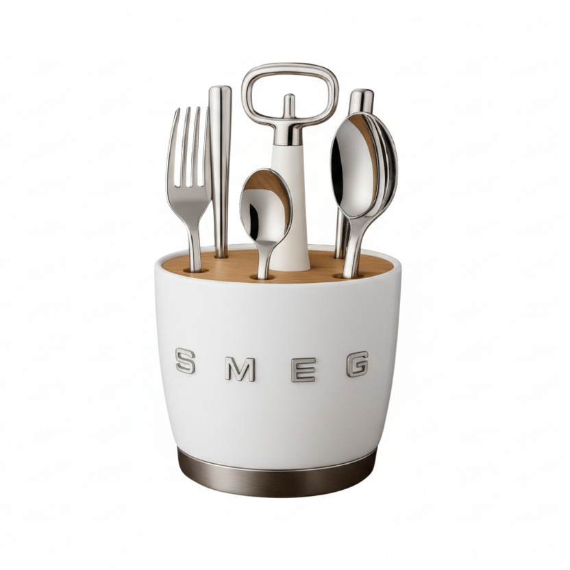 Set for 6 person, complete set. Retro Stainless Steel Cutlery Set for Kitchen, White.