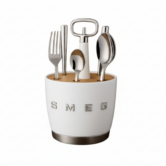 Set for 6 person, complete set. Retro Stainless Steel Cutlery Set for Kitchen, White.