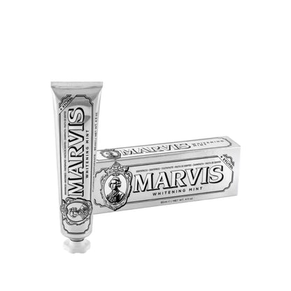 Marvis toothpaste tube on a white background